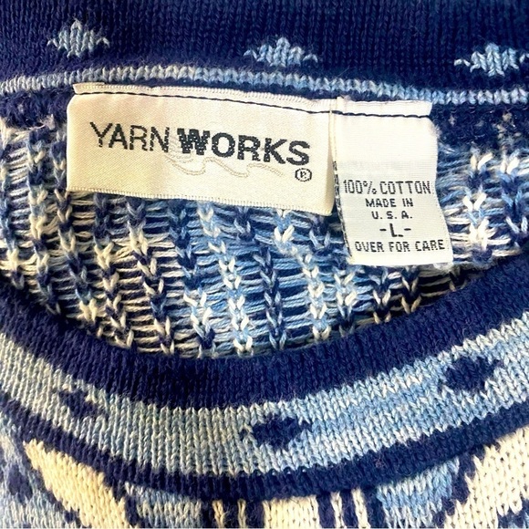 Yarn Works Vintage Women Aztec Sweater Dress Made USA 100% Cotton Size Large - Picture 6 of 7